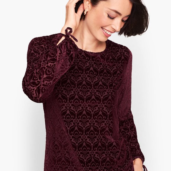 NWT Talbots Black Burnout Velvet Tie Sleeve Plus Petite XP - Picture 2 of 16